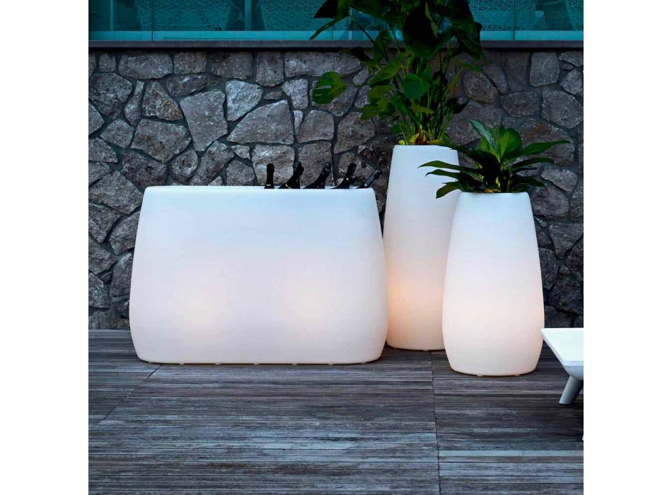Pflanzgefäßvase aus leuchtendem Kunststoff, Design in 3 Größen - Pandora von Myyour Viadurini