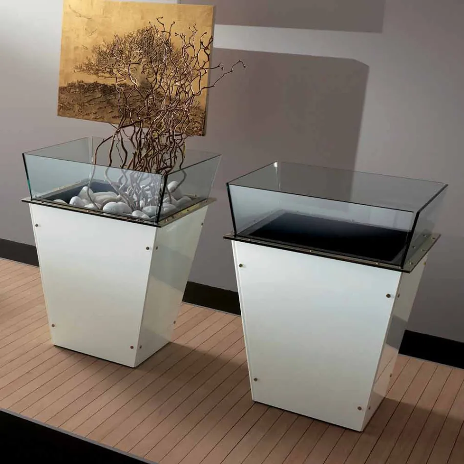 Freistehende Vase aus Glas und austauschbaren Paneelen 3 Dimensionen - Ghenna Viadurini