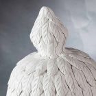 Design Vase aus weißer Keramik mit handgefertigter Dekoration aus Italien - Verio Viadurini