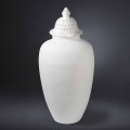 Design Vase aus weißer Keramik mit handgefertigter Dekoration aus Italien - Verio