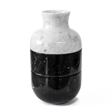 Vase aus weißem Carrara-Marmor und schwarzem Marquinia-Luxus-Design - Calar Viadurini