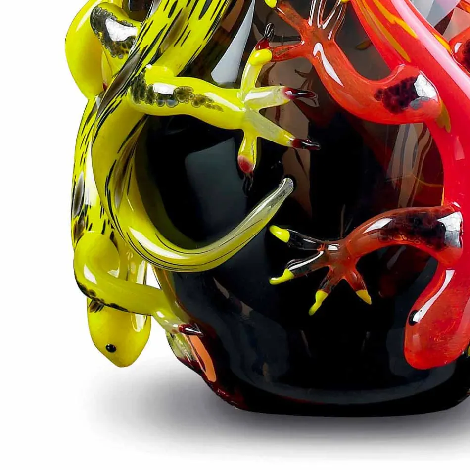 Farbige Glasvase mit Geckos Handgefertigt in Italien - Geco Viadurini