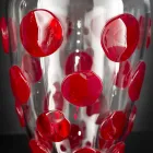 Vase aus mundgeblasenem Muranoglas, transparent und rot, Made in Italy - Cenzo Viadurini