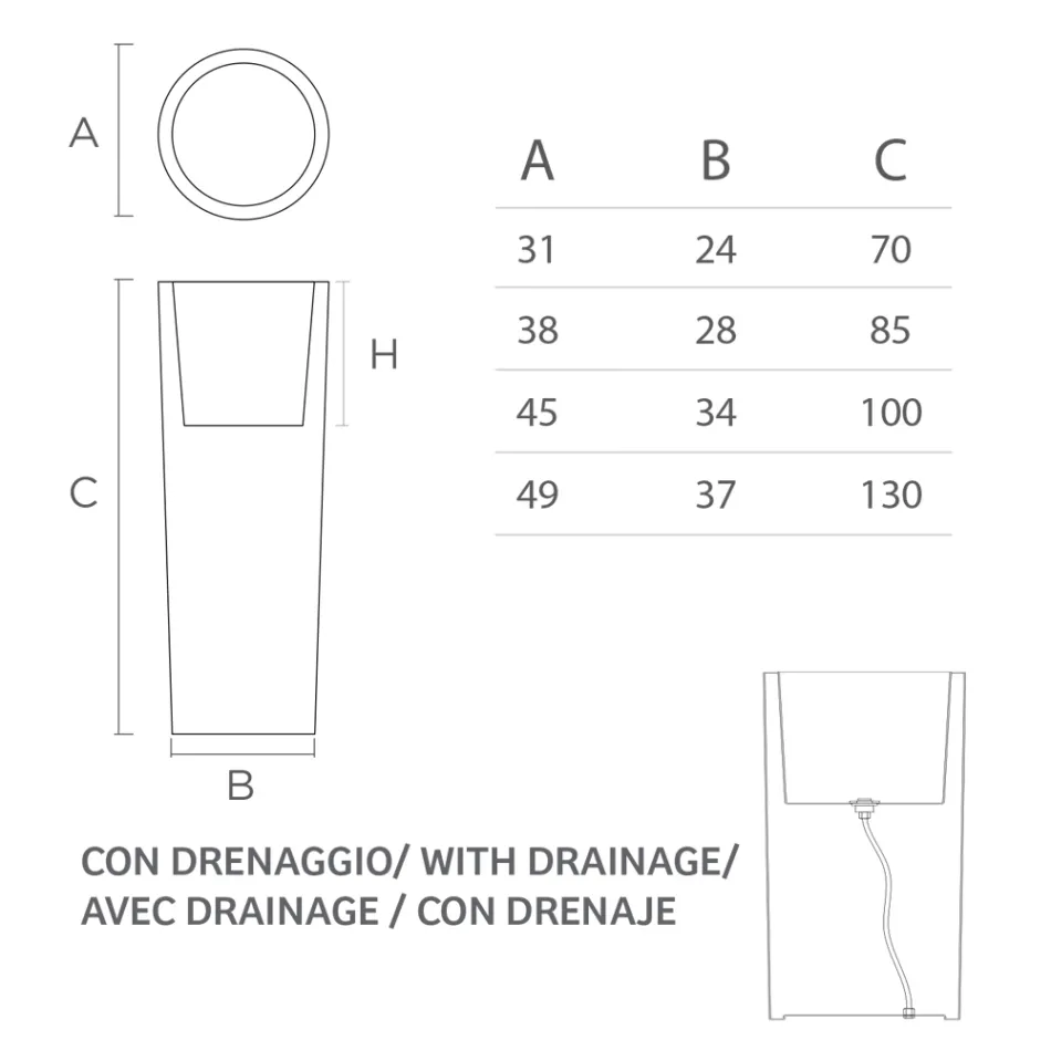 Hohe Innenvase aus weißem Polyethylen Made in Italy - Devid Viadurini