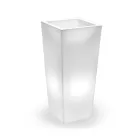 Hohe, beleuchtete Vase für den Innenbereich aus perlmuttfarbenem Polyethylen, hergestellt in Italien - Divid Viadurini