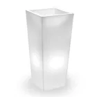 Hohe, beleuchtete Vase für den Innenbereich aus perlmuttfarbenem Polyethylen, hergestellt in Italien - Divid Viadurini