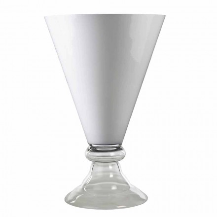 Moderne Indoor-Vase aus weißem und transparentem Glas Made in Italy - Romantic Viadurini