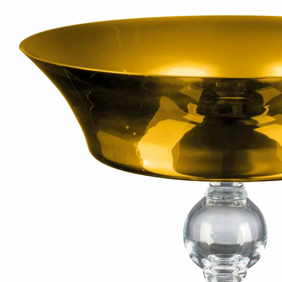 Ornamentale Vase aus Gold und transparentem mundgeblasenem Glas Made in Italy - Delfino Viadurini