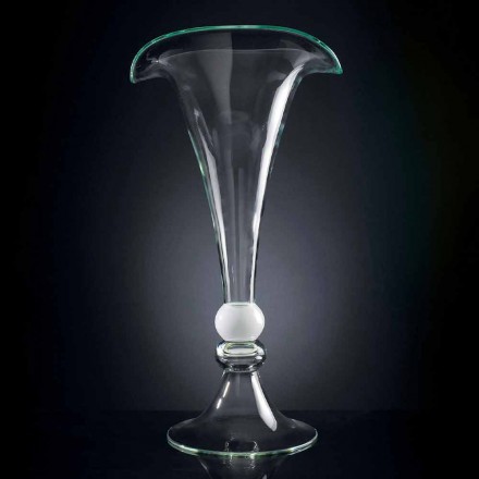 Ornamentale Vase aus transparentem Glas mit weißer Kugel Made in Italy - Vanissa Viadurini
