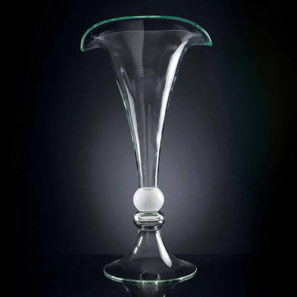 Ornamentale Vase aus transparentem Glas mit weißer Kugel Made in Italy - Vanissa Viadurini