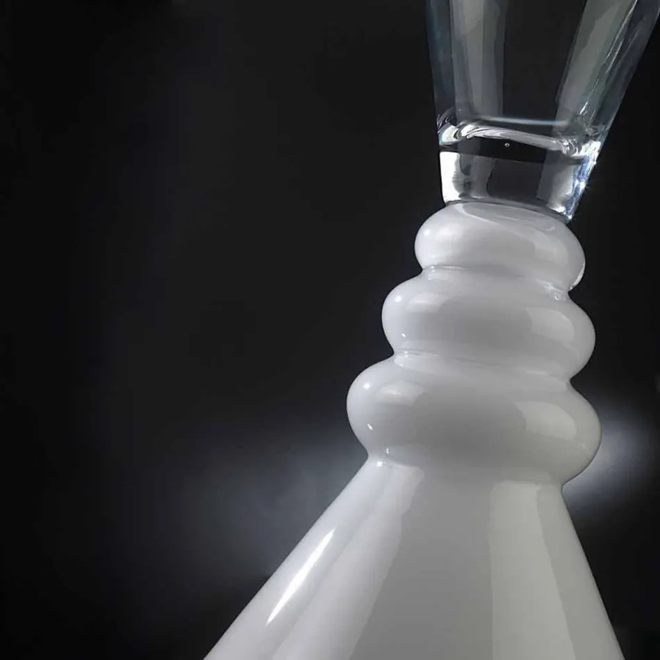 Weiße und transparente Glasblumenvase Made in Italy - Aramis Viadurini