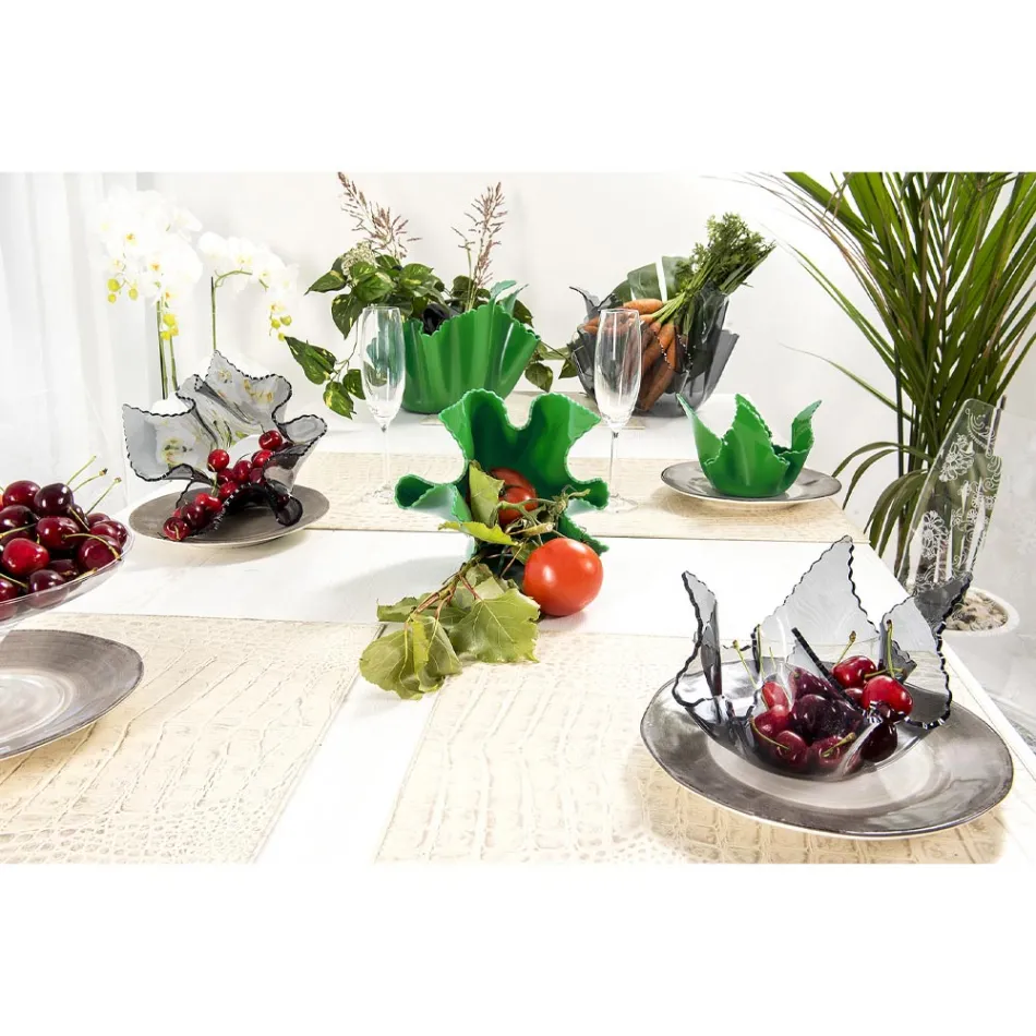 Recycelbare drapierte farbige Plexiglasvase 2 Stück 2 Größen - Gabria Viadurini