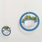 Hängende Blumenvase aus Stahl und Keramik Made in Italy - Leotta Viadurini