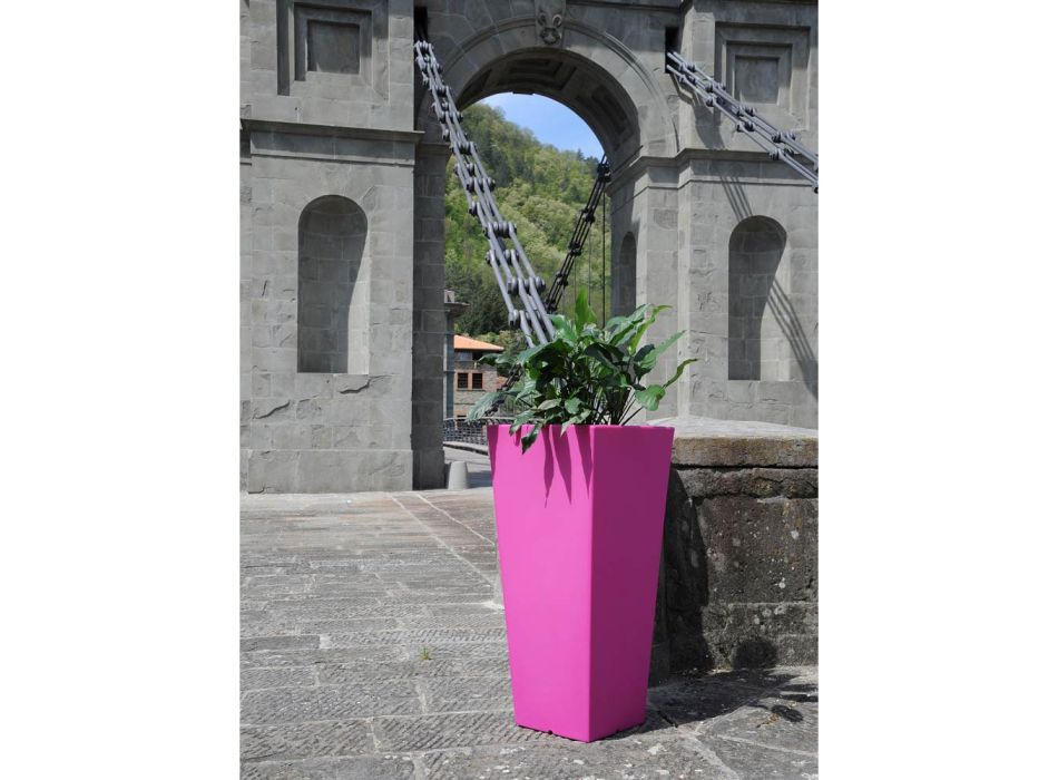 Fluofarbene quadratische Gartenvase mit Licht Made in Italy - Avanas Viadurini