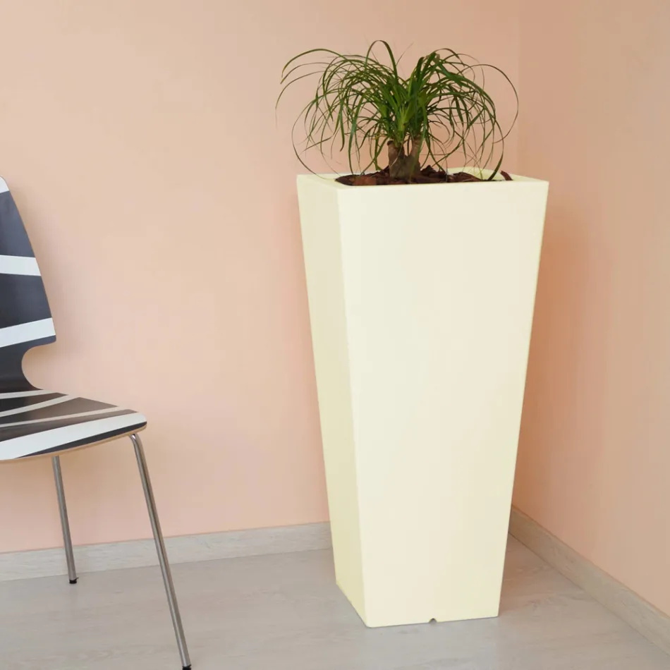 Fluofarbene quadratische Gartenvase mit Licht Made in Italy - Avanas Viadurini