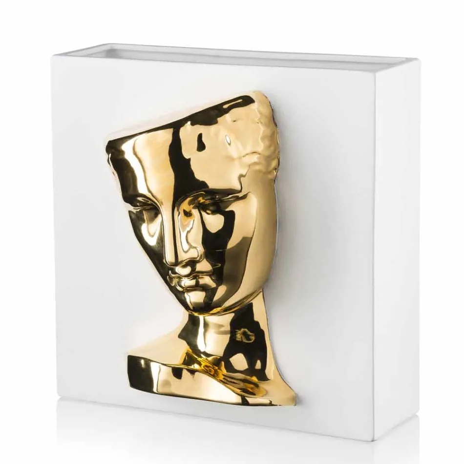 Moderne rechteckige Vase aus farbiger Keramik, handgefertigt in Italien - Lucas Viadurini