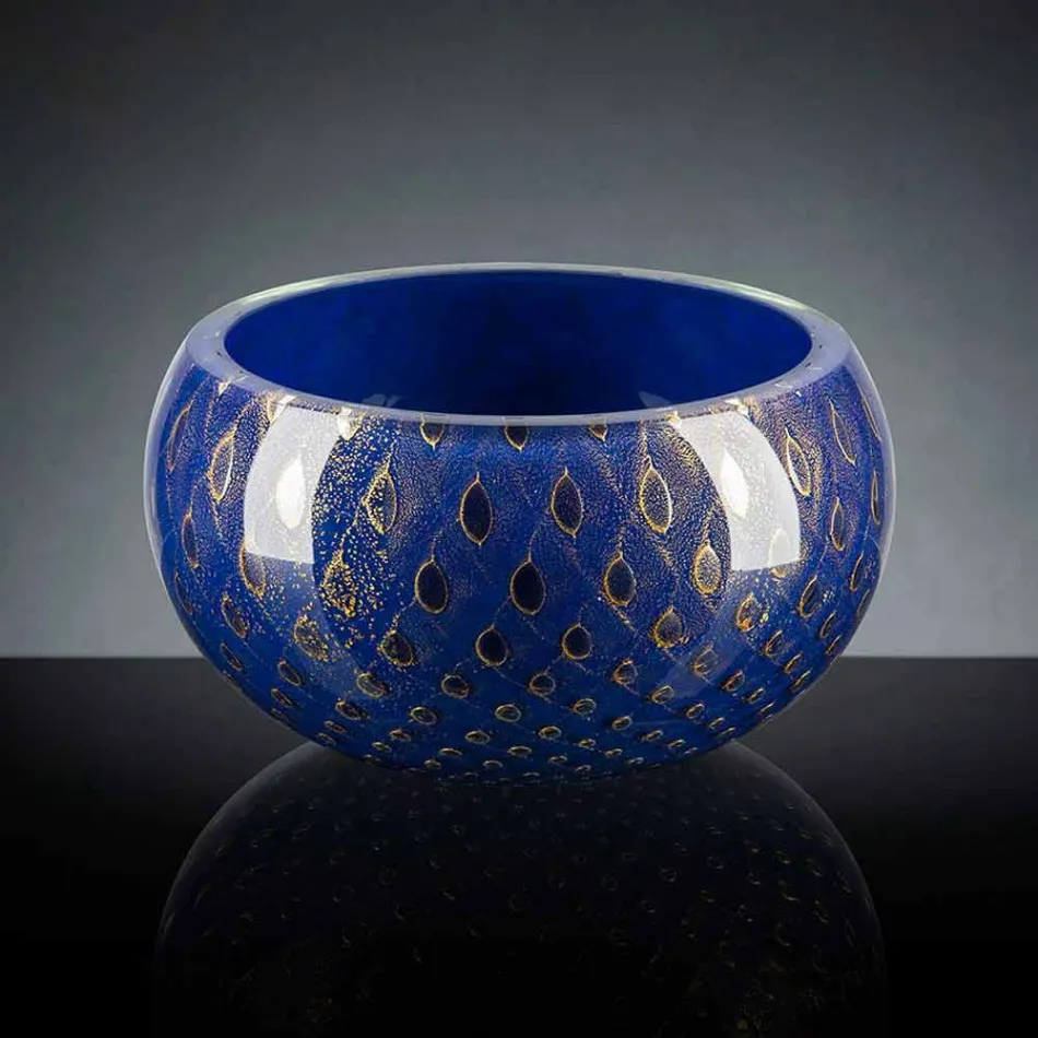 Runde Indoor-Vase aus farbigem Muranoglas Made in Italy - Asper Viadurini