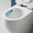 Aralia Weiße Keramik-Stand-WC-Anlage mit Zyklonabdichtung und Soft-Close-Sitz Viadurini