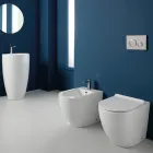 Aralia Weiße Keramik-Stand-WC-Anlage mit Zyklonabdichtung und Soft-Close-Sitz Viadurini