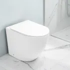 Aralia Weiße Keramik-Stand-WC-Anlage mit Zyklonabdichtung und Soft-Close-Sitz Viadurini