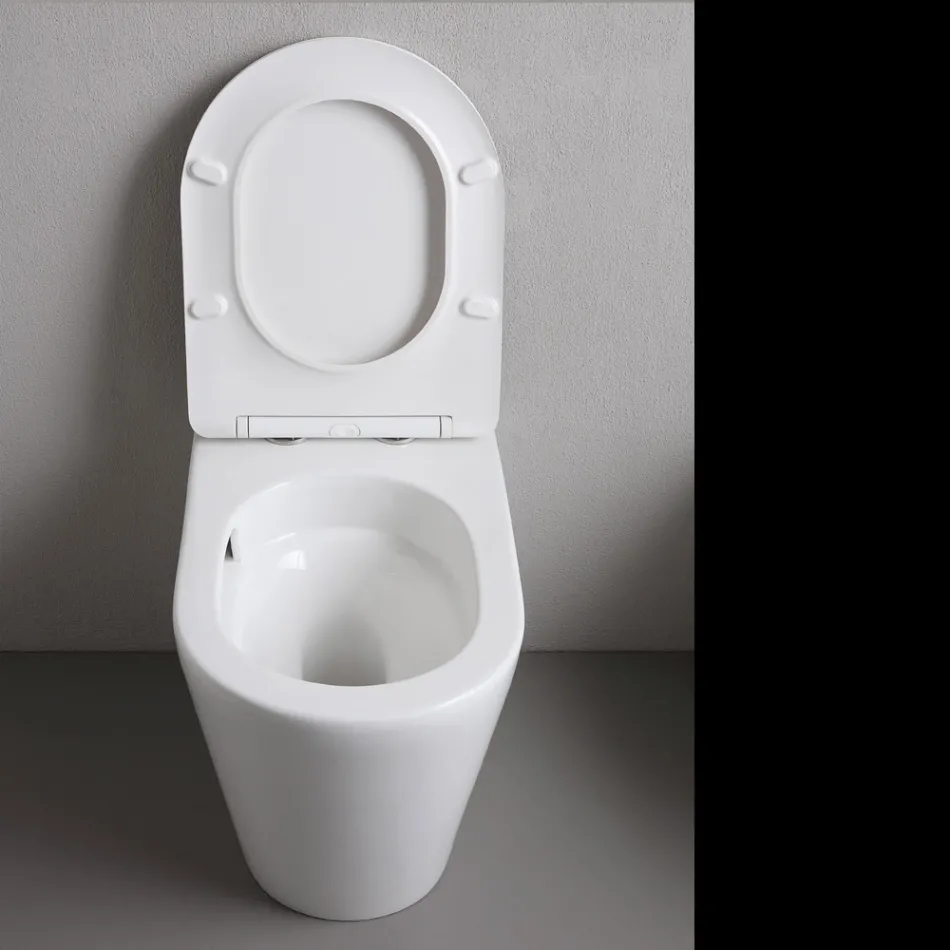 Boden-WC mit schmalem Soft-Close-Sitz aus weißer Keramik - Salice Viadurini