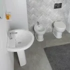 Modernes, weißes Keramik-Stand-WC mit Polyestersitz – Silika Viadurini
