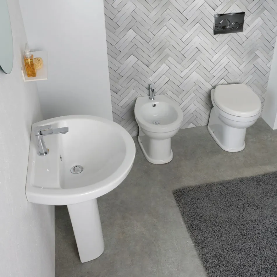 Modernes, weißes Keramik-Stand-WC mit Polyestersitz – Silika Viadurini