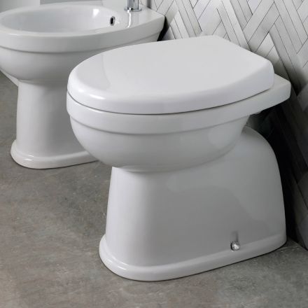 Modernes, weißes Keramik-Stand-WC mit Polyestersitz – Silika Viadurini
