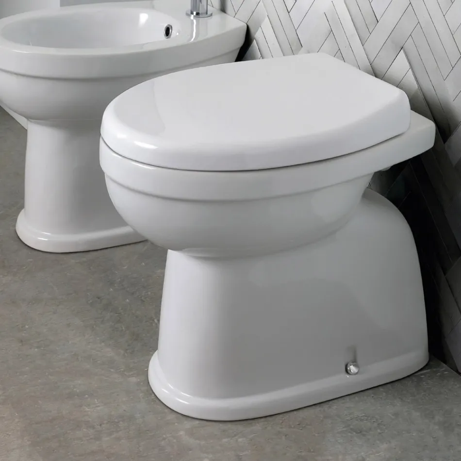 Modernes, weißes Keramik-Stand-WC mit Polyestersitz – Silika Viadurini
