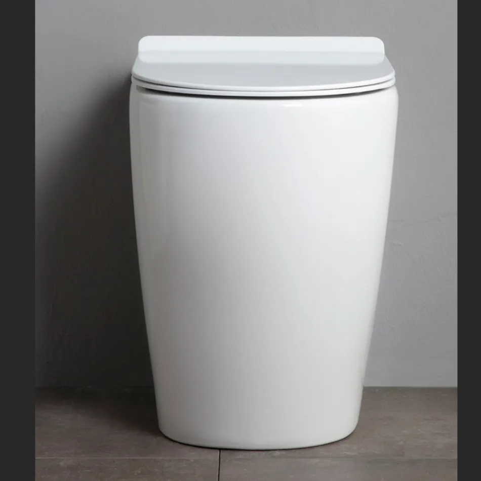 Oleander Keramik-WC mit ausziehbarer Spülung und Soft-Close-Sitz Viadurini