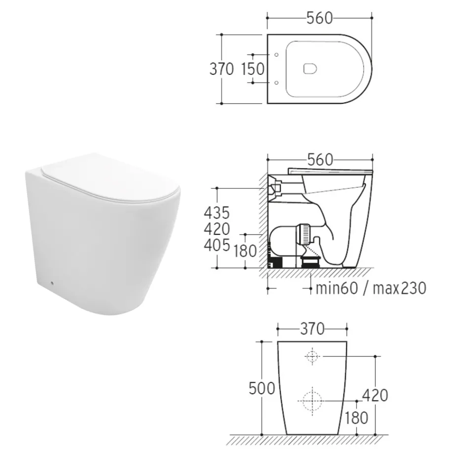 Oleander Keramik-WC mit ausziehbarer Spülung und Soft-Close-Sitz Viadurini