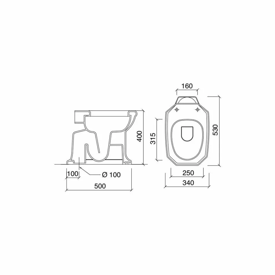 Weiße Keramikbodenvase mit schwarzem Sitz Made in Italy - Nausica Viadurini