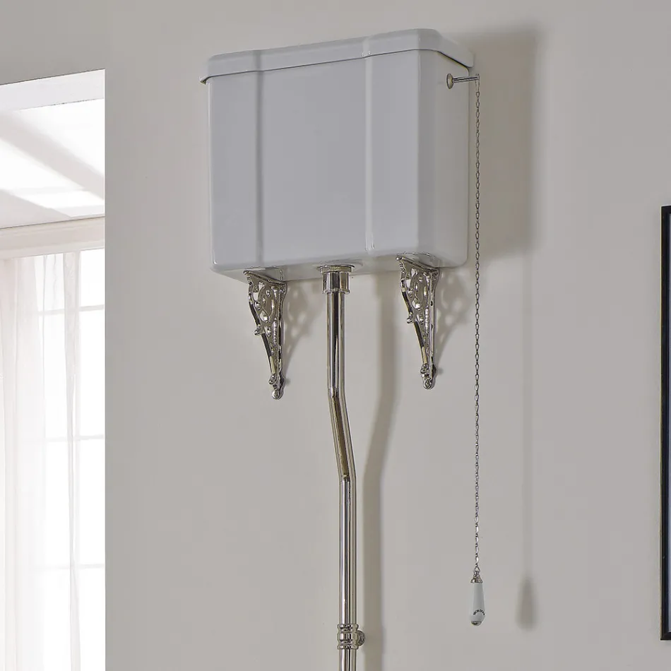 Weiße Keramikbodenvase mit schwarzem Sitz Made in Italy - Nausica Viadurini