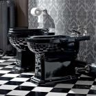 Wc Classic Bodenvase aus schwarzer Keramik mit Sitz, Made in Italy - Marwa Viadurini