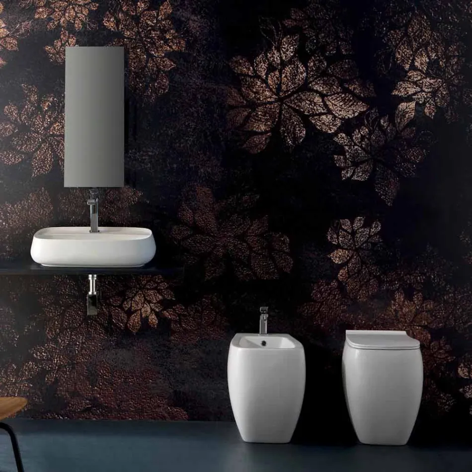 Weiße WC-Vase aus Keramik mit modernem Design Gais, made in Italy Viadurini