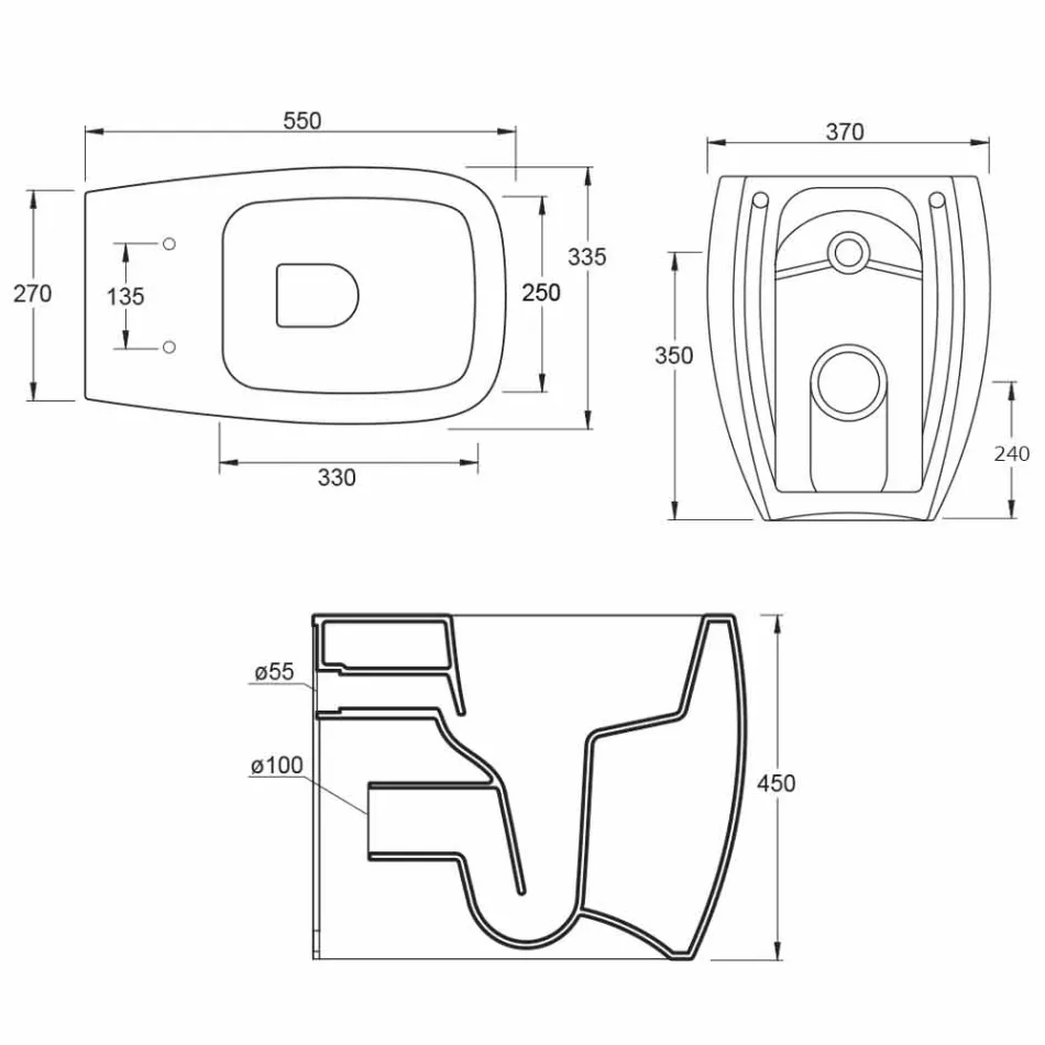 Weiße Keramik-Toilettenvase Gais in modernem Design, hergestellt in Italien Viadurini
