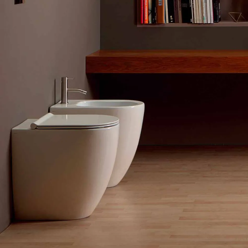 Modernes Design weiß Keramik WC Schüssel Shine Square H50 Randlos Viadurini