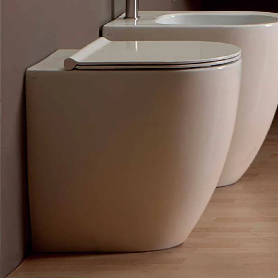 Modernes Design weiß Keramik WC Schüssel Shine Square H50 Randlos Viadurini