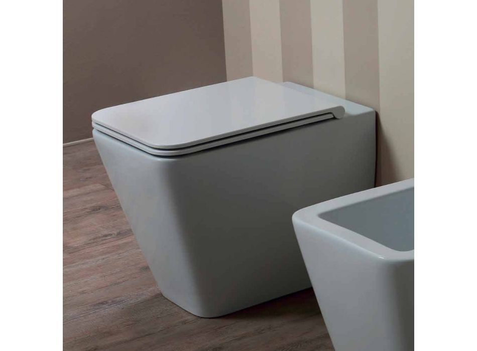 Modernes Design aus weißem Keramik WC Sun Square, hergestellt in Italien Viadurini