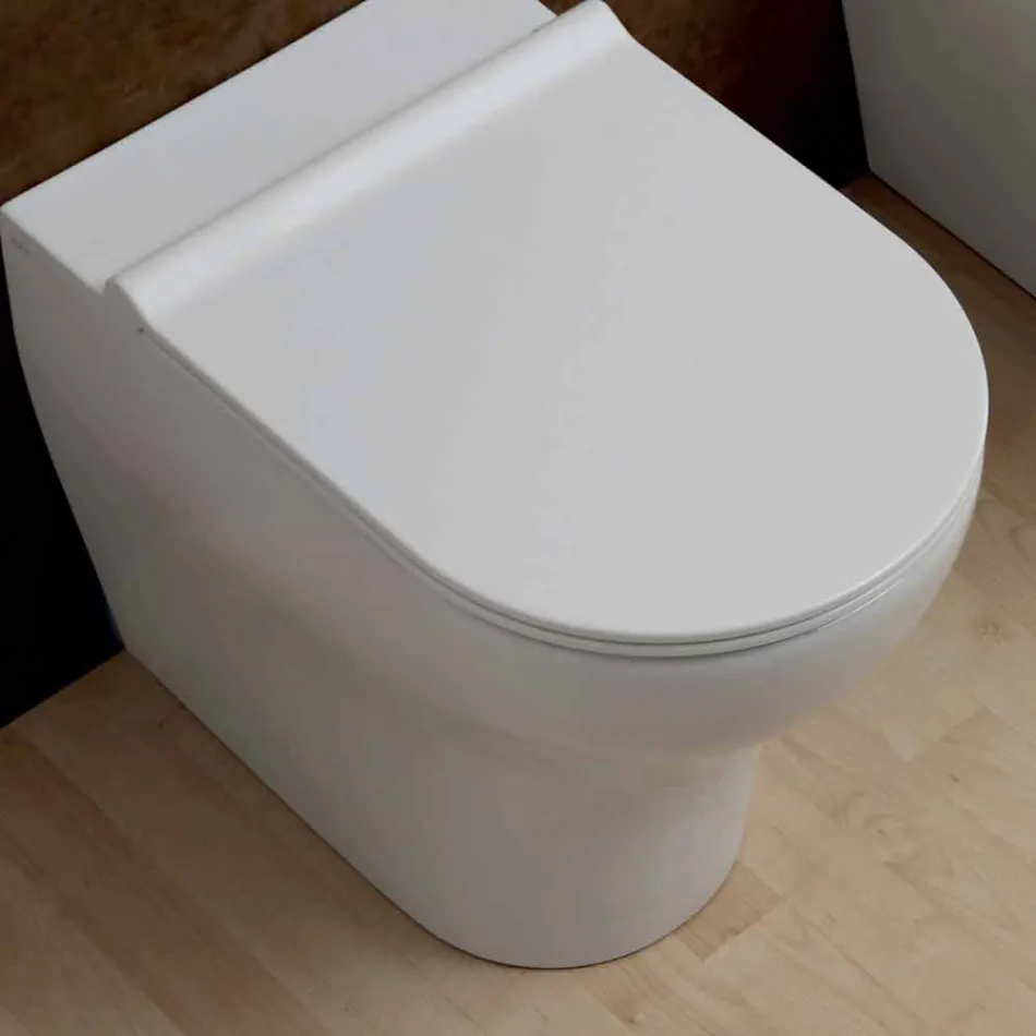 Weiße Keramik WC Schale Star 54x35cm Made in Italy, modernes Design Viadurini
