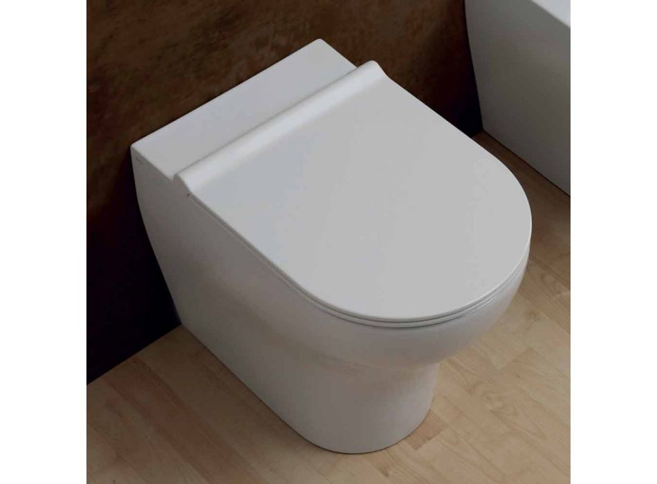 Weiße Keramik WC Schale Star 54x35cm Made in Italy, modernes Design Viadurini