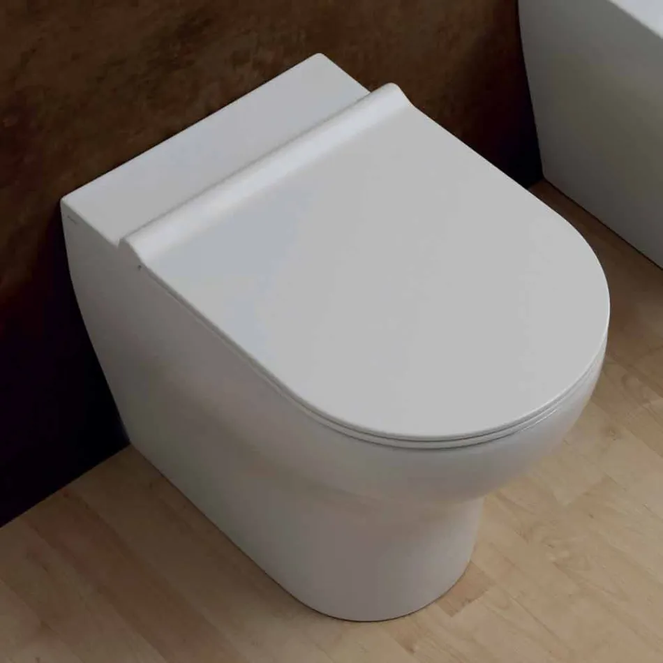 Weiße Keramik WC Schale Star 54x35cm Made in Italy, modernes Design Viadurini