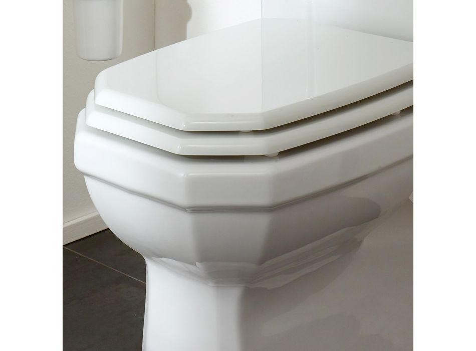 Weißes Keramik-Toilettenglas mit Kassette, Made in Italy - Nausica Viadurini