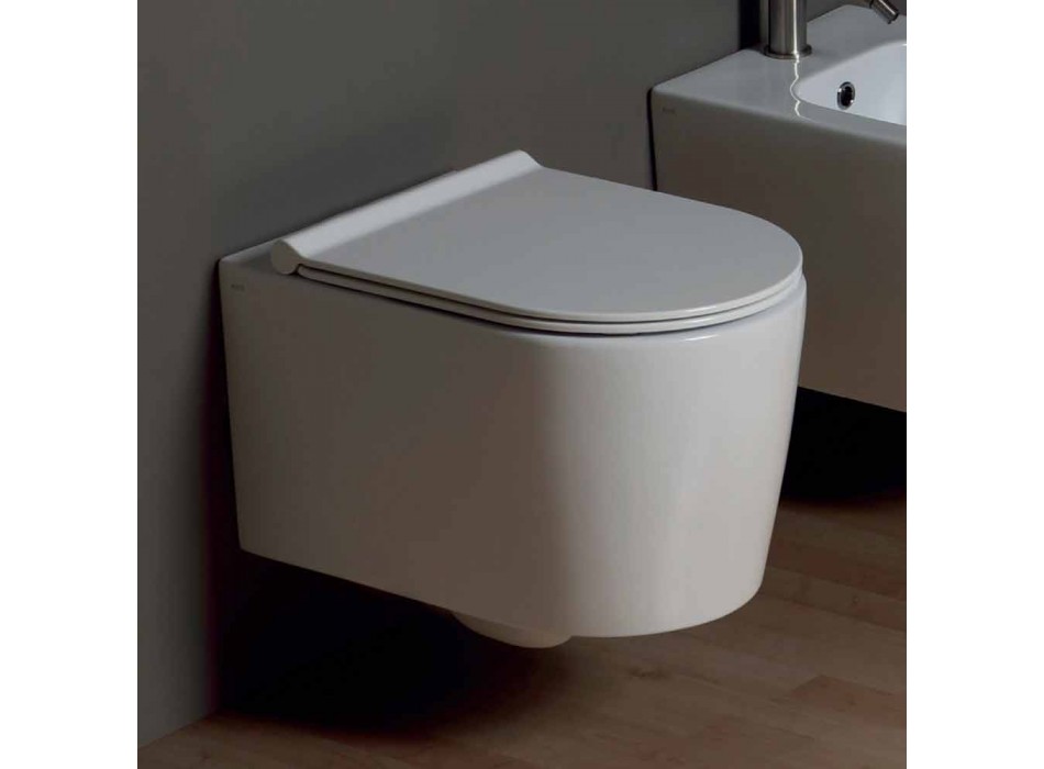 Modernes Design-Wand- Keramik-Toilettenschüssel Shine Square, made in Italy Viadurini