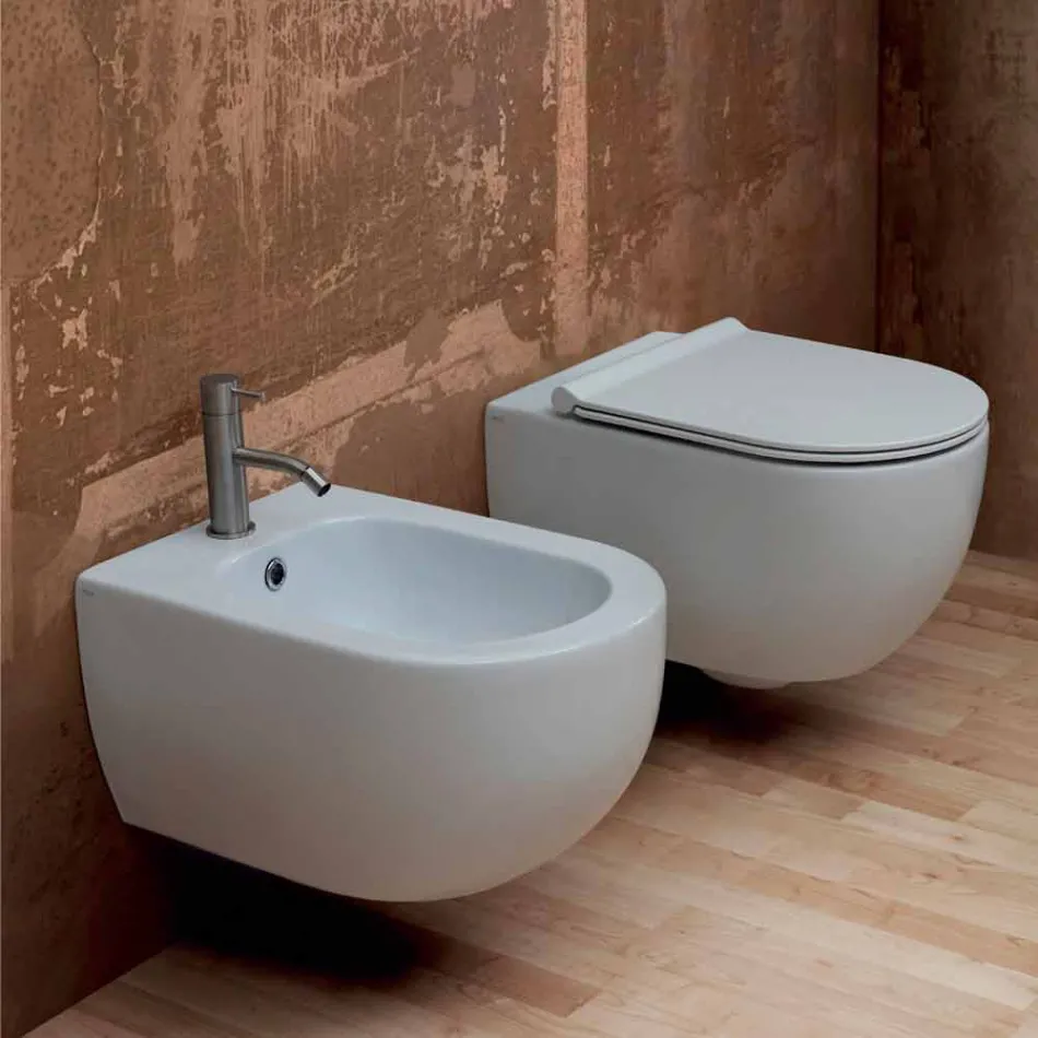 Modernes Design Keramik Wand hing WC Star 55x35 in Italien hergestellt Viadurini