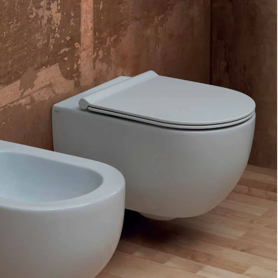 Modernes Design Keramik Wand hing WC Star 55x35 in Italien hergestellt Viadurini