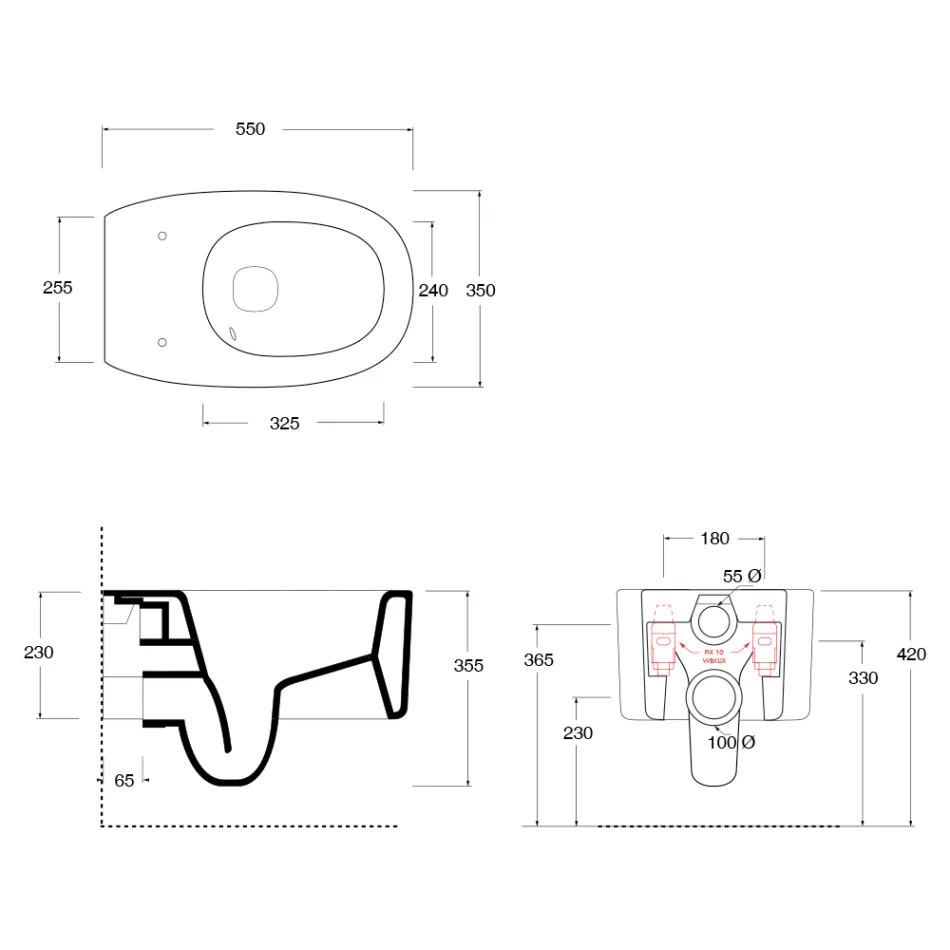 Wandhängende Toilettenschüssel aus Keramik in verschiedenen Farben Made in Italy - Mädchen Viadurini