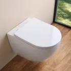 Wandhängendes, spülrandloses WC mit Soft-Close-Keramiksitz – Juniper   Viadurini