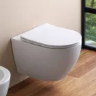 Wandhängendes, spülrandloses WC mit Soft-Close-Keramiksitz – Juniper   Viadurini