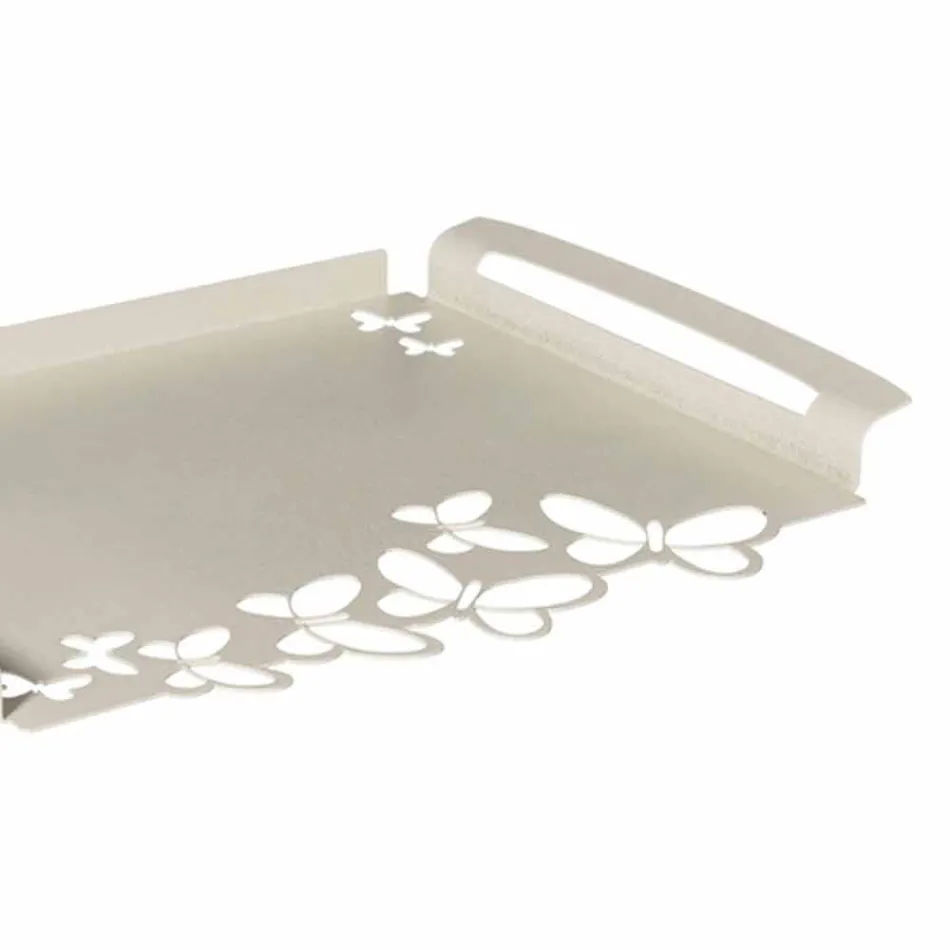 Weiß, Beige oder Elfenbein Eisen Design Serviertablett Made in Italy - Leiden Viadurini